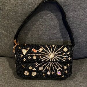 Constellation Black Beaded Handbag